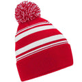 Classic Red-White - Front - Beechfield Unisex Adult Fan Striped Beanie