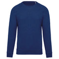 Ocean Blue Heather - Front - Kariban Mens Organic Cotton Crew Neck Raglan Sweatshirt