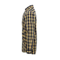 Camel-Navy - Side - Premier Mens Mulligan Checked Cotton Long-Sleeved Shirt