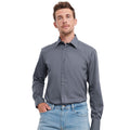 Convoy Grey - Back - Russell Collection Mens Polycotton Easy-Care Long-Sleeved Formal Shirt