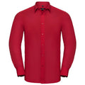 Classic Red - Front - Russell Collection Mens Polycotton Easy-Care Long-Sleeved Formal Shirt