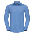 Corporate Blue - Front - Russell Collection Mens Polycotton Easy-Care Long-Sleeved Formal Shirt