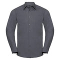 Convoy Grey - Front - Russell Collection Mens Polycotton Easy-Care Long-Sleeved Formal Shirt