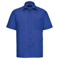 Bright Royal Blue - Front - Russell Collection Mens Poplin Easy-Care Short-Sleeved Shirt