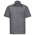 Convoy Grey - Front - Russell Collection Mens Poplin Easy-Care Short-Sleeved Shirt