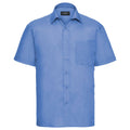 Corporate Blue - Front - Russell Collection Mens Poplin Easy-Care Short-Sleeved Shirt