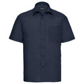 French Navy - Front - Russell Collection Mens Poplin Easy-Care Short-Sleeved Shirt