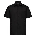 Black - Front - Russell Collection Mens Poplin Easy-Care Short-Sleeved Shirt