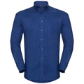 Bright Royal Blue - Front - Russell Mens Oxford Easy-Care Long-Sleeved Shirt
