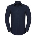 Bright Navy - Front - Russell Collection Mens Oxford Easy-Care Tailored Long-Sleeved Shirt