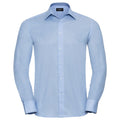 Oxford Blue - Front - Russell Collection Mens Oxford Easy-Care Tailored Long-Sleeved Shirt