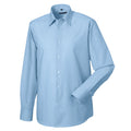 Oxford Blue - Back - Russell Collection Mens Oxford Easy-Care Tailored Long-Sleeved Shirt