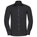 Black - Front - Russell Collection Mens Oxford Easy-Care Tailored Long-Sleeved Shirt