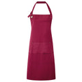 Burgundy - Front - Premier Unisex Adult Cotton Canvas Pocket Apron