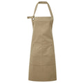 Khaki Brown - Front - Premier Unisex Adult Cotton Canvas Pocket Apron