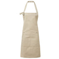 Natural - Front - Premier Unisex Adult Cotton Canvas Pocket Apron