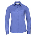 Corporate Blue - Front - Russell Collection Womens-Ladies Poplin Easy-Care Long-Sleeved Shirt