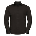 Chocolate - Front - Russell Collection Mens Easy-Care Fitted Long-Sleeved Shirt