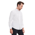 White - Side - Russell Collection Mens Easy-Care Fitted Long-Sleeved Shirt