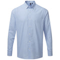 Light Blue-White - Front - Premier Mens Maxton Checked Long-Sleeved Shirt