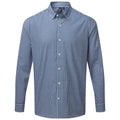 Navy-White - Front - Premier Mens Maxton Checked Long-Sleeved Shirt