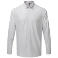 Silver-White - Front - Premier Mens Maxton Checked Long-Sleeved Shirt