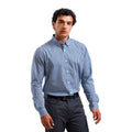 Navy-White - Side - Premier Mens Maxton Checked Long-Sleeved Shirt