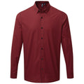 Black-Red - Front - Premier Mens Maxton Checked Long-Sleeved Shirt