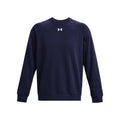 Midnight Navy-White - Front - Under Armour Unisex Adult Rival Fleece Crew Neck Sweatshirt