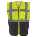 Yellow-Navy - Front - Yoko Unisex Adult Executive Hi-Vis Waistcoat