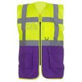 Yellow-Purple - Front - Yoko Unisex Adult Executive Hi-Vis Waistcoat