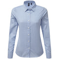 Light Blue-White - Front - Premier Womens-Ladies Maxton Gingham Long-Sleeved Shirt