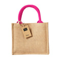 Natural-Fuchsia - Front - Westford Mill Mini Jute Gift Bag