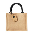 Natural-Black - Front - Westford Mill Mini Jute Gift Bag