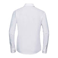 White - Back - Russell Collection Womens-Ladies Plain Cotton Poplin Easy-Care Long-Sleeved Shirt