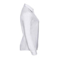 White - Side - Russell Collection Womens-Ladies Plain Cotton Poplin Easy-Care Long-Sleeved Shirt