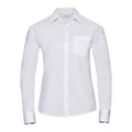 White - Front - Russell Collection Womens-Ladies Plain Cotton Poplin Easy-Care Long-Sleeved Shirt