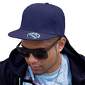 Navy - Side - Result Headwear Bronx Original Flat Peak Snapback Cap