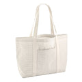 Grey - Back - Westford Mill Striped Organic Cotton Shopper Bag