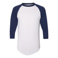 White- Navy - Front - Augusta Sportswear Three-Quarter Raglan Sleeve Baseball Jersey