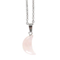 White-Pink-Silver - Lifestyle - Something Different Rose Quartz Crystal Moon Necklace & Card