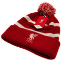 Red-White - Back - Liverpool FC Unisex Adult Bobble Knitted Stripe Beanie