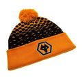 Yellow-Black - Back - Wolves Bobble Knitted Cuffed Beanie