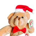 Brown-Red - Side - Merry Christmas Soft Santa Hat Teddy Bear