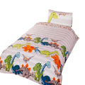 Natural - Front - Dinosaur Childrens-Boys Duvet Cover Bedding Set