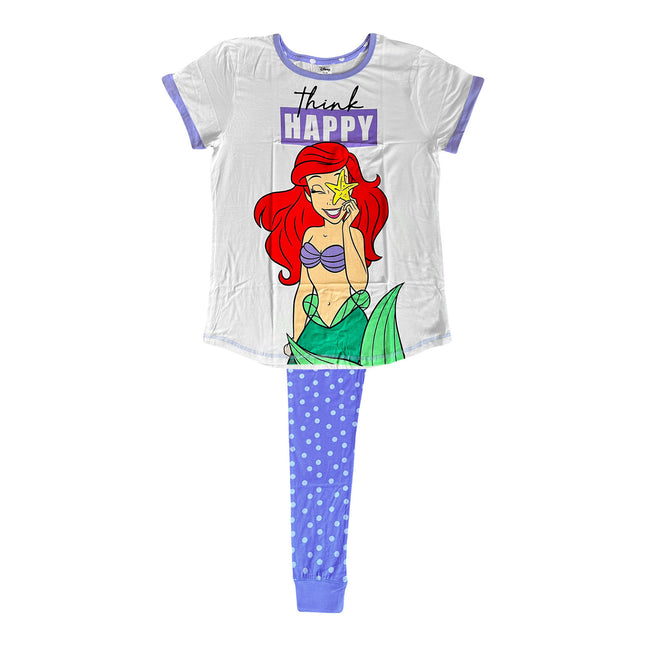 The Little Mermaid Womens Ladies Think Happy Ariel Pyjama Set Discounts on great Brands