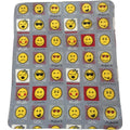 Grey-Yellow - Front - Velosso Polar Fleece Emoji Blanket