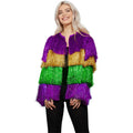 Purple-Gold-Green - Front - Fever Womens-Ladies Tinsel Mardi Gras Costume Jacket