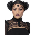 Black - Back - Fever Womens-Ladies Deluxe Embellished Rose Costume Headpiece