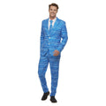 Blue-White - Front - Smiffys Mens Wrapping Paper Costume Suit